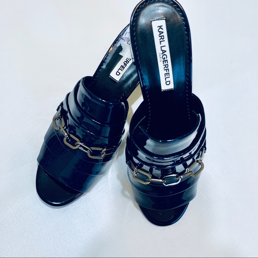 NEW KARL LAGERFELD PARIS Mule patent leath…